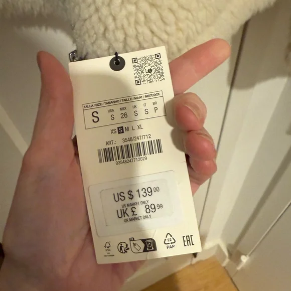 NWT ZARA SHEARLING BIKER JACKET SIZE SMALL - Picture 3 of 12